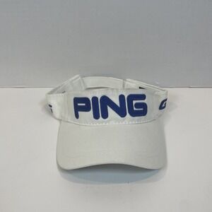 Ping Strapback Sun Visor Hat White/Navy Blue Adjustable I25 G25 Embroidered Golf